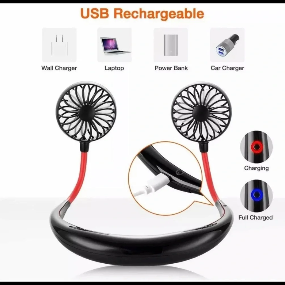 Rechargeable USB Neckband Cooling Fan